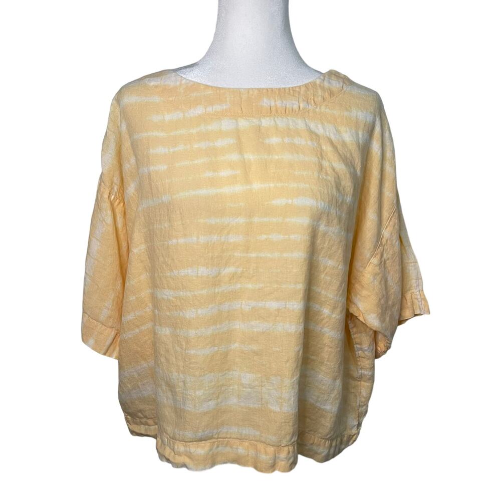 Women's Pure Jill orange and white striped tie dye shirt - Small